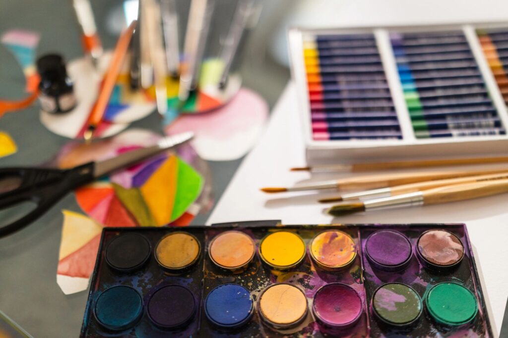 colorful painting supplies
